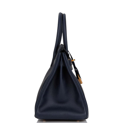 Hermes Birkin 30 Bleu Indigo Epsom Rose Gold Hardware