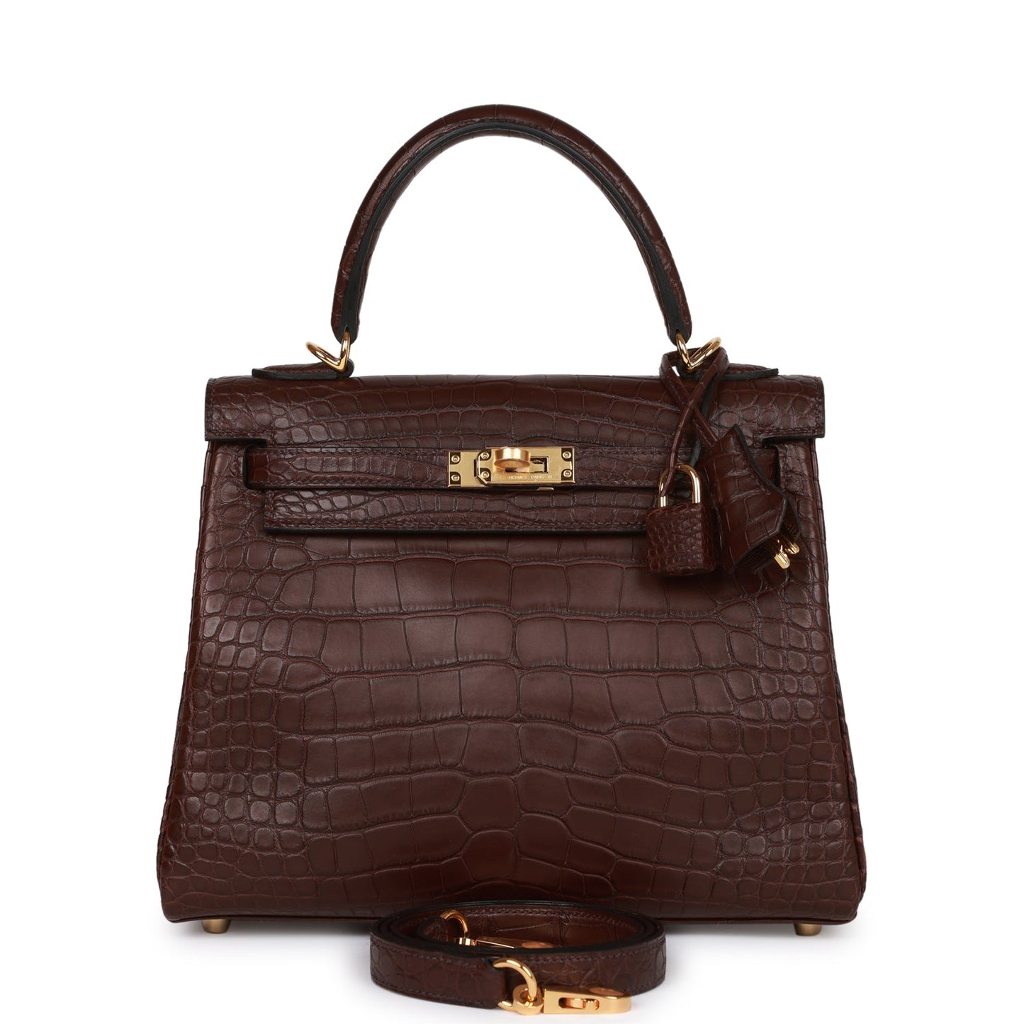 Hermes Kelly 25 Retourne Rouge Sellier Matte Alligator Gold Hardware