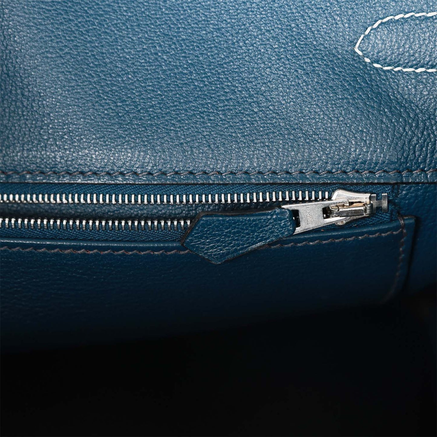 Hermes Birkin 35 Tricolor Gris Tourterelle, Bleu Jean, and Bleu de Malte Clemence Palladium Hardware