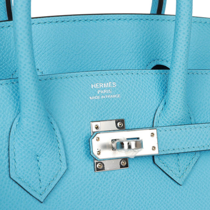 Hermes Birkin 25 Sellier Celeste Epsom Palladium Hardware
