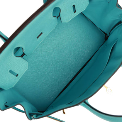 Hermes Birkin 30 Bleu Atoll Clemence Gold Hardware