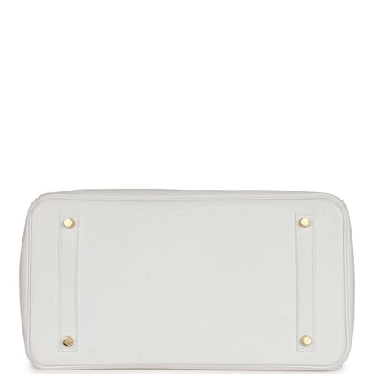 Hermes Special Order (HSS) Birkin 35 White Clemence Gold Hardware