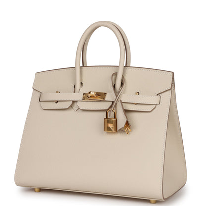 Hermes Birkin 25 Sellier Craie Epsom Gold Hardware