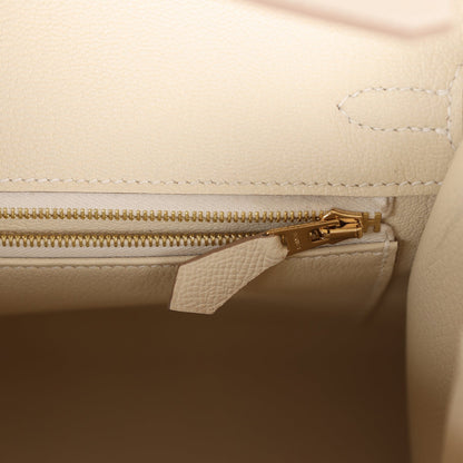 Hermes Birkin 25 Sellier Craie Epsom Gold Hardware
