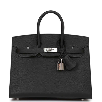Hermes Birkin 25 Sellier Black Epsom Palladium Hardware