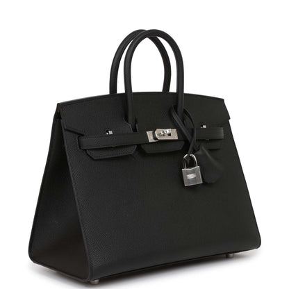 Hermes Birkin 25 Sellier Black Epsom Palladium Hardware