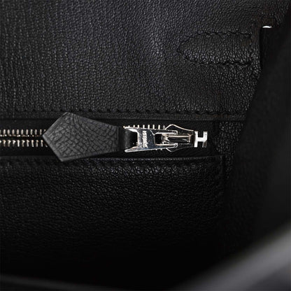 Hermes Birkin 25 Sellier Black Epsom Palladium Hardware