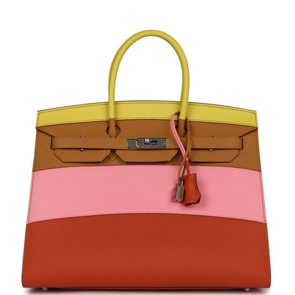 Hermes Birkin 35 Sellier Rainbow Epsom Palladium Hardware