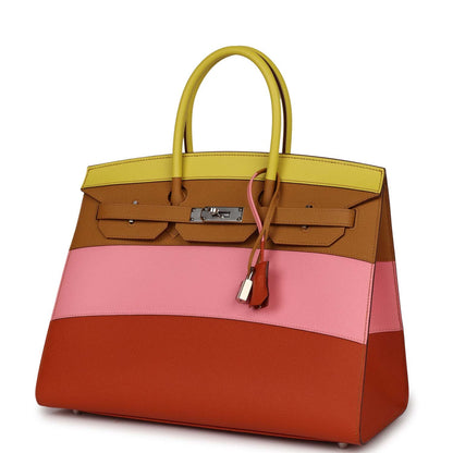 Hermes Birkin 35 Sellier Rainbow Epsom Palladium Hardware