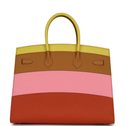 Hermes Birkin 35 Sellier Rainbow Epsom Palladium Hardware