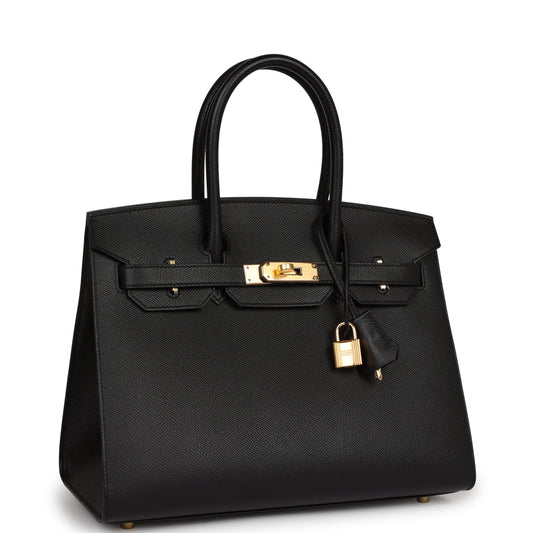 Hermes Birkin 30 Sellier Black Epsom Gold Hardware