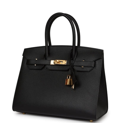 Hermes Birkin 30 Sellier Black Epsom Gold Hardware