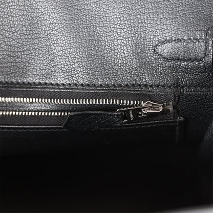 Hermes Birkin 25 Black Ostrich Palladium Hardware