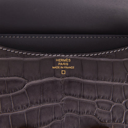 Hermes Constance 18 Graphite Matte Alligator Gold Hardware