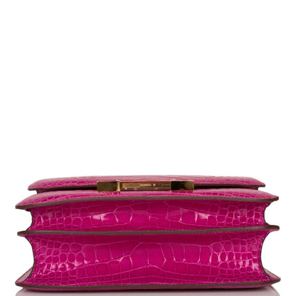 Hermes Constance 24 Rose Scheherazade Shiny Alligator Gold Hardware