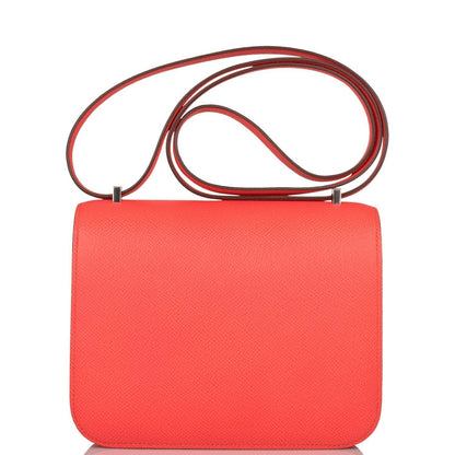 Hermes Constance 18 Rose Texas Epsom Palladium Hardware