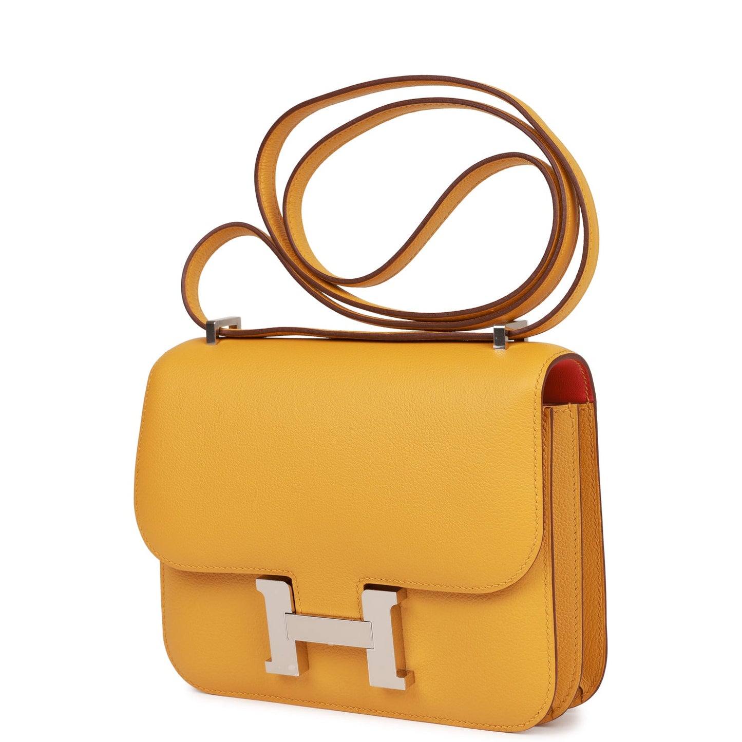 Hermes Constance 18 Jaune Ambre Verso Evercolor Palladium Hardware
