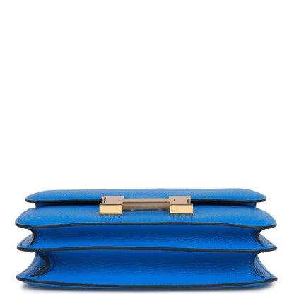 Hermes Constance 18 Bleu Hydra Chevre Gold Hardware