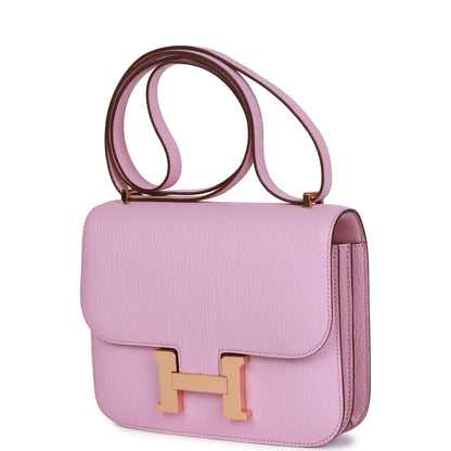 Hermes Constance 18 Mauve Sylvestre Chevre Rose Gold Hardware