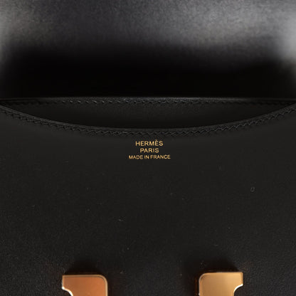 Hermes Constance 18 Black Veau Monsieur Rose Gold Hardware