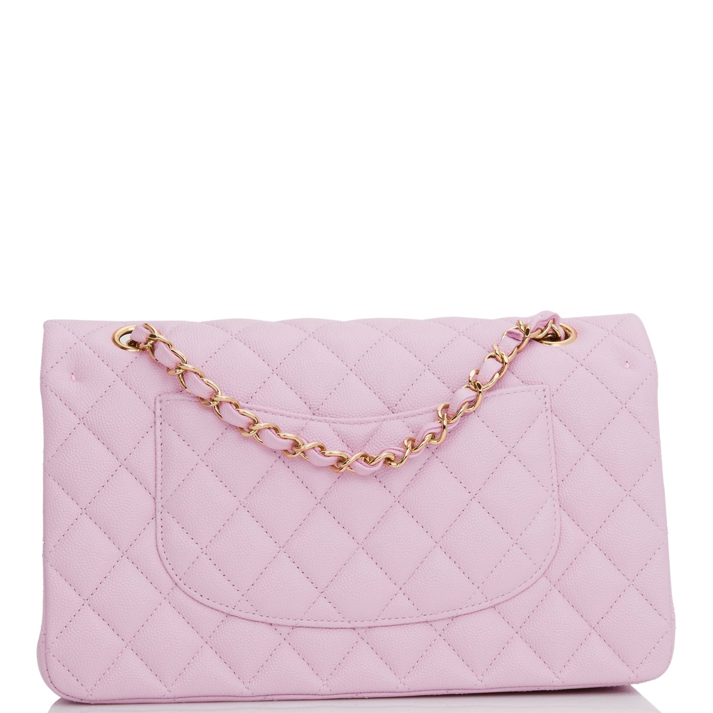 Chanel Medium Classic Double Flap Bag Rose Clair Caviar Light Gold Hardware