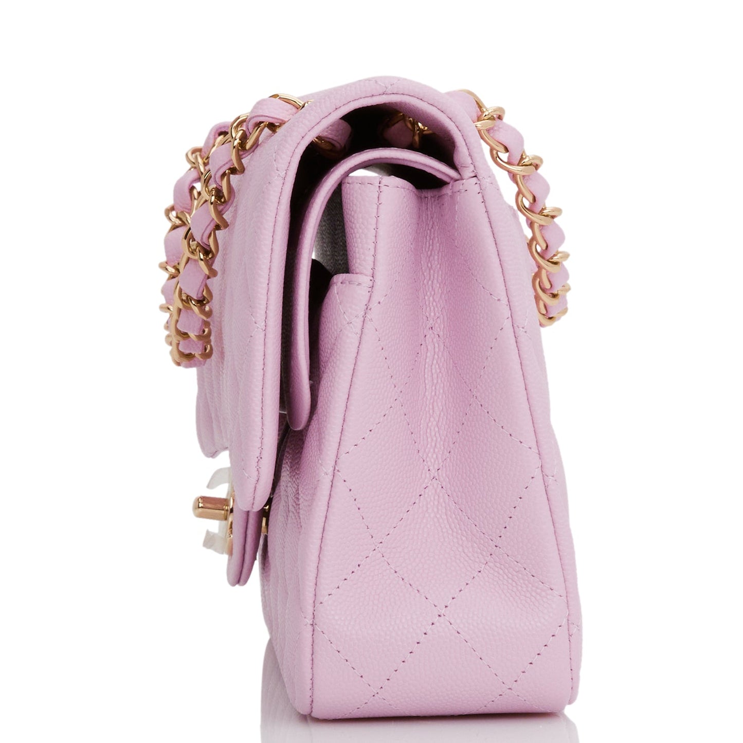 Chanel Medium Classic Double Flap Bag Rose Clair Caviar Light Gold Hardware