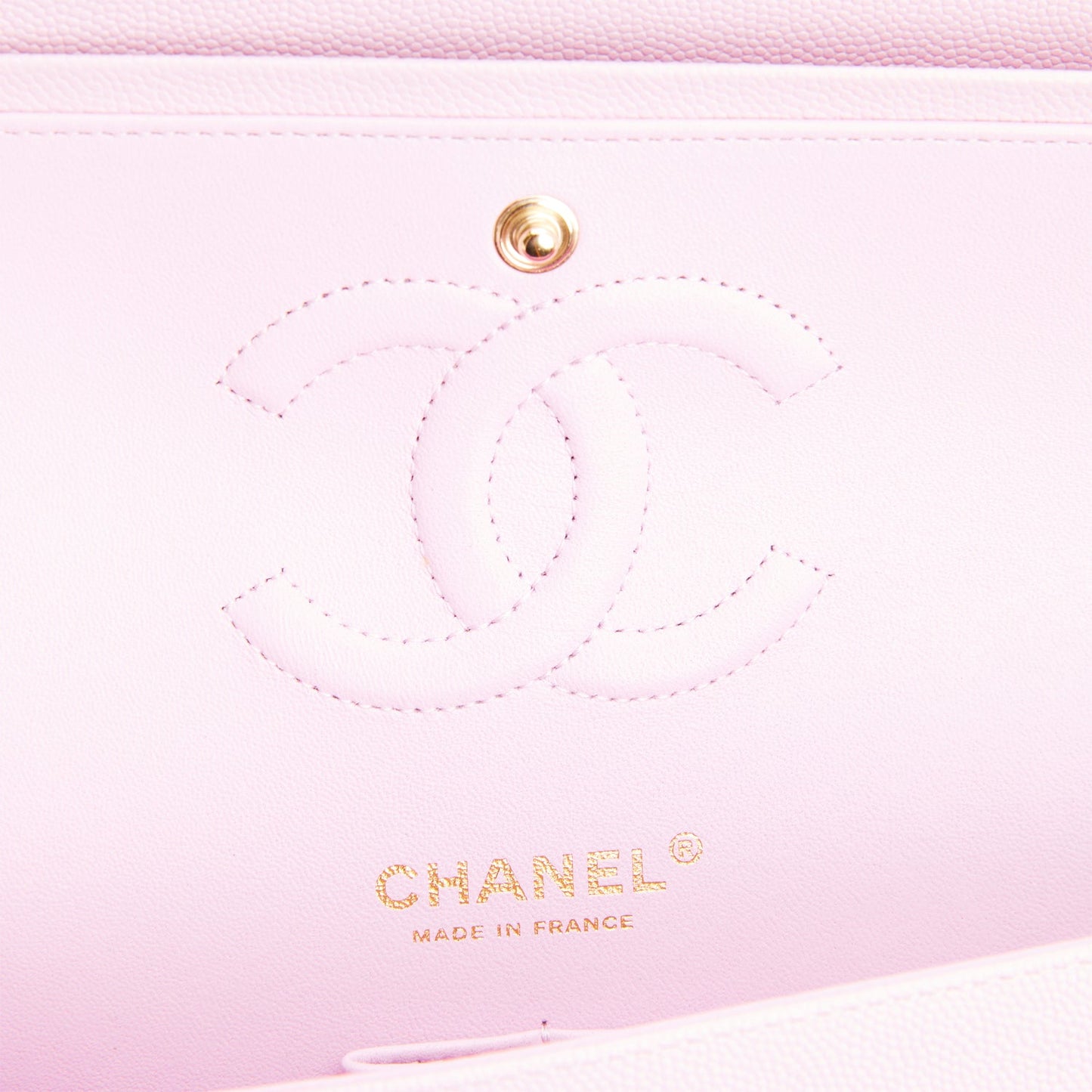 Chanel Medium Classic Double Flap Bag Rose Clair Caviar Light Gold Hardware