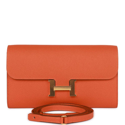Hermes Constance Wallet To Go Orange Epsom Gold Hardware