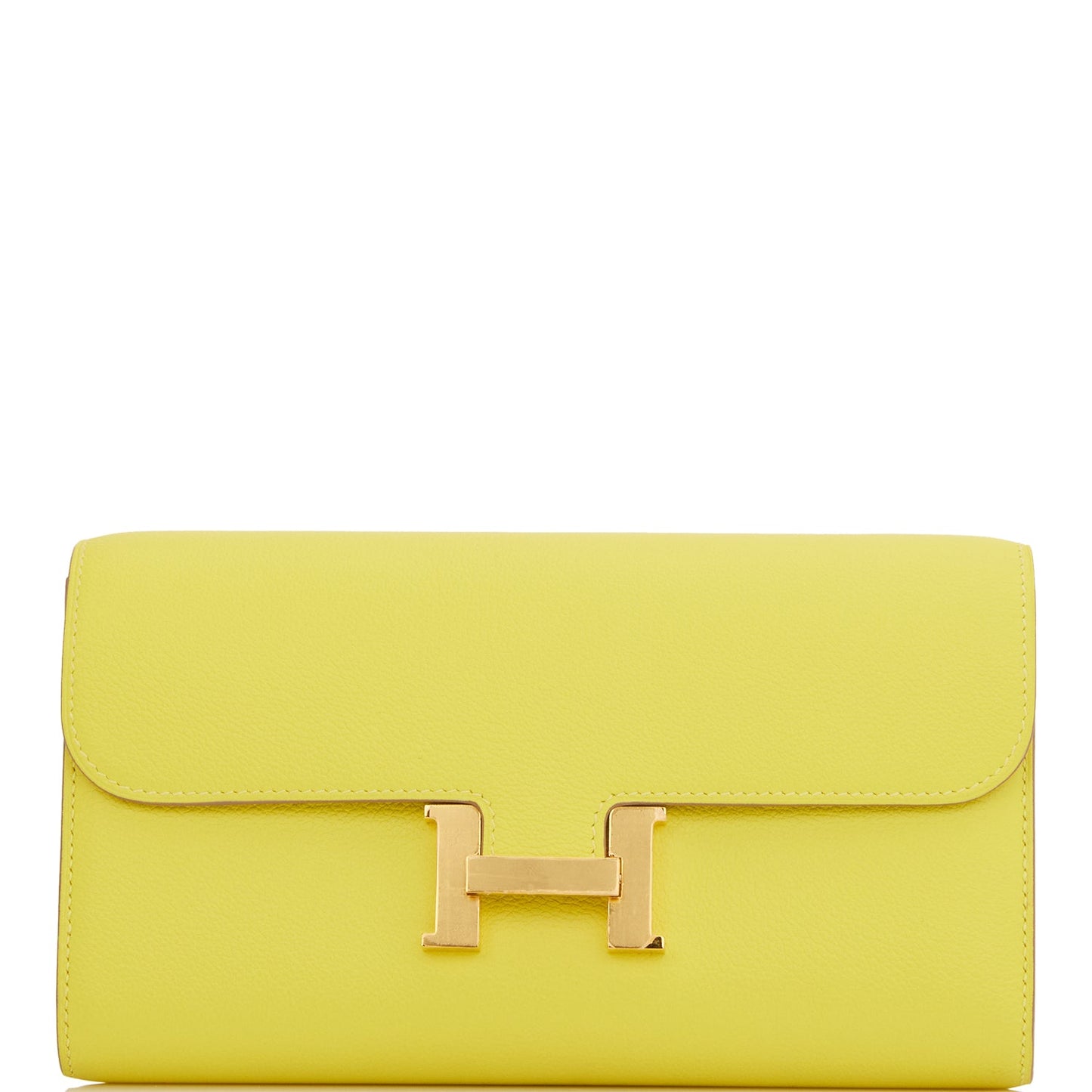 Hermes Constance Wallet To Go Lime Evercolor Gold Hardware