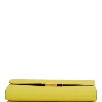 Hermes Constance Wallet To Go Lime Evercolor Gold Hardware