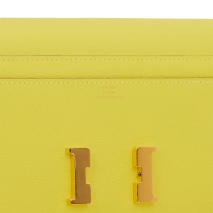 Hermes Constance Wallet To Go Lime Evercolor Gold Hardware
