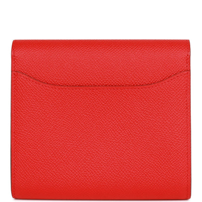 Hermes Constance Compact Wallet Rouge de Coeur Epsom Rose Sakura Enamel and Palladium Hardware