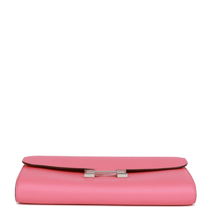 Hermes Constance Wallet To Go Rose Azalee Evercolor Palladium Hardware