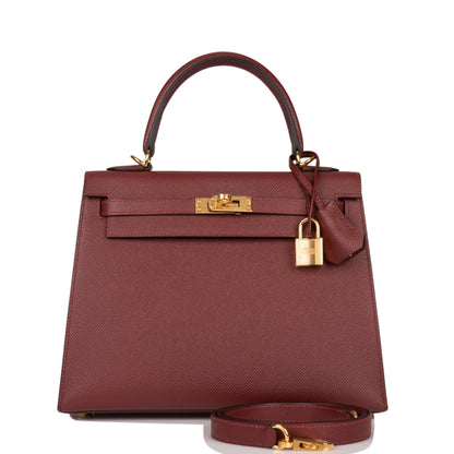 Hermes Kelly 25 Sellier Rouge H Epsom Gold Hardware