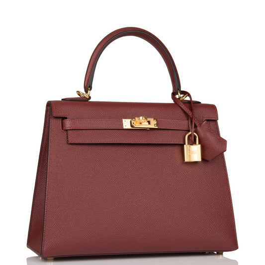 Hermes Kelly 25 Sellier Rouge H Epsom Gold Hardware