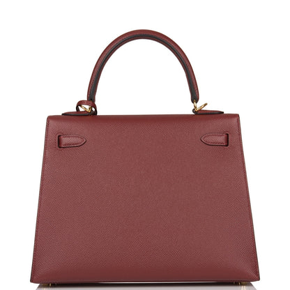 Hermes Kelly 25 Sellier Rouge H Epsom Gold Hardware