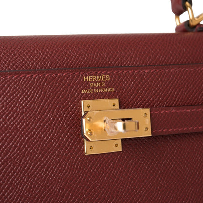 Hermes Kelly 25 Sellier Rouge H Epsom Gold Hardware