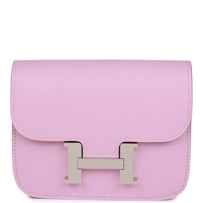 Hermes Constance Slim Wallet Mauve Sylvestre Epsom Palladium Hardware
