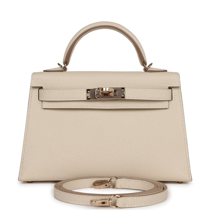 Hermes Kelly 20 Sellier Craie Verso Epsom Permabrass Hardware