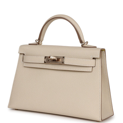 Hermes Kelly 20 Sellier Craie Verso Epsom Permabrass Hardware