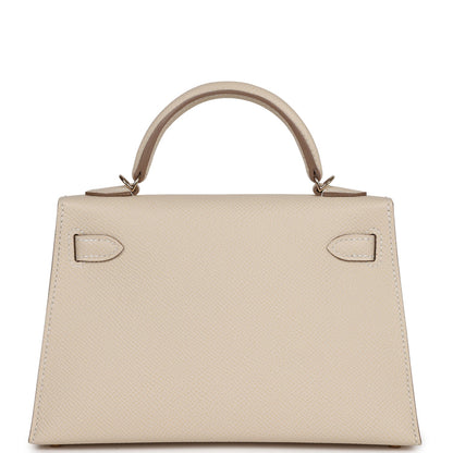 Hermes Kelly 20 Sellier Craie Verso Epsom Permabrass Hardware