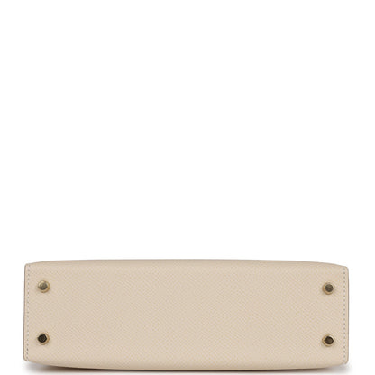 Hermes Kelly 20 Sellier Craie Verso Epsom Permabrass Hardware