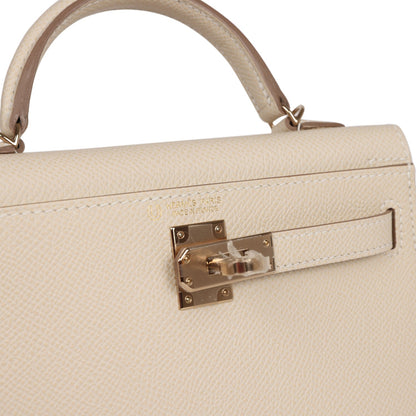 Hermes Kelly 20 Sellier Craie Verso Epsom Permabrass Hardware