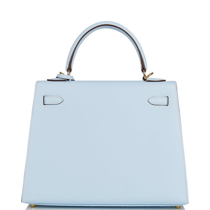 Hermes Kelly 25 Sellier Bleu Brume Epsom Gold Hardware