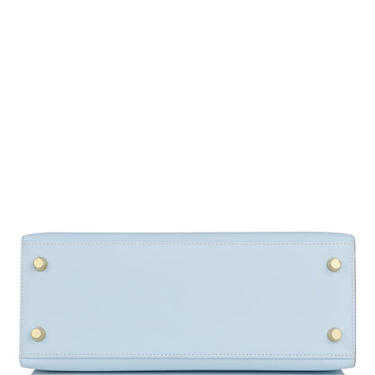 Hermes Kelly 25 Sellier Bleu Brume Epsom Gold Hardware