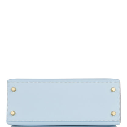 Hermes Kelly 25 Sellier Bleu Brume Epsom Gold Hardware