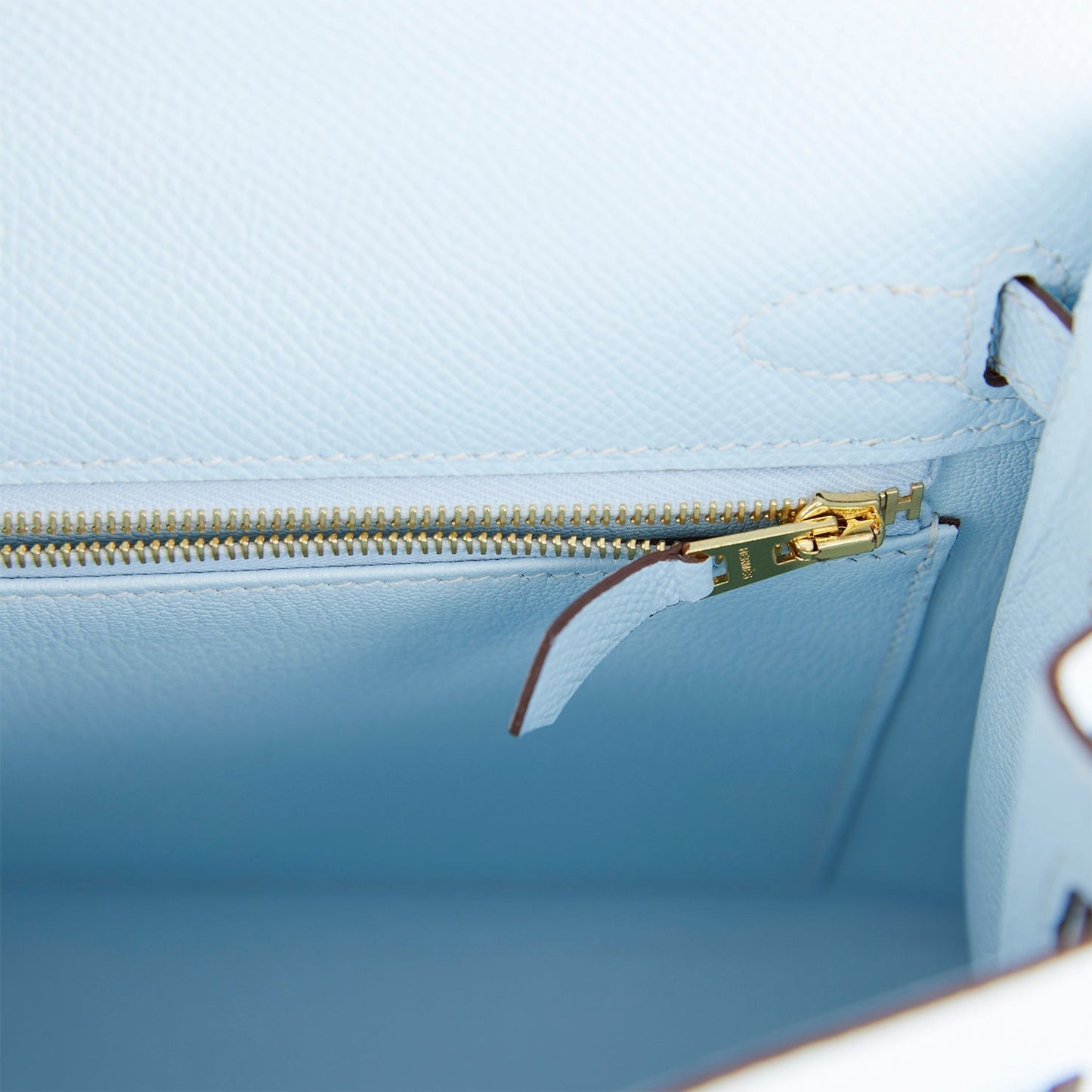 Hermes Kelly 25 Sellier Bleu Brume Epsom Gold Hardware