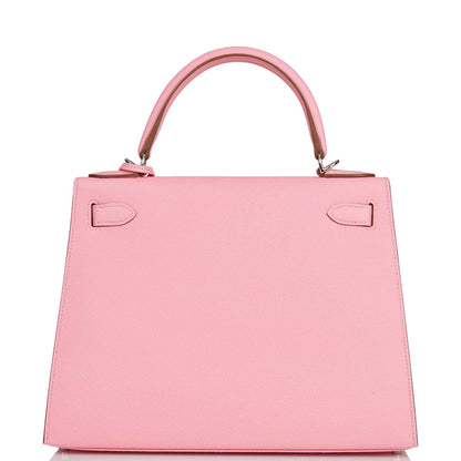 Hermes Kelly 28 Sellier Rose Confetti Epsom Palladium Hardware