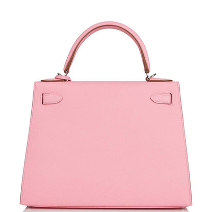 Hermes Kelly 28 Sellier Rose Confetti Epsom Palladium Hardware