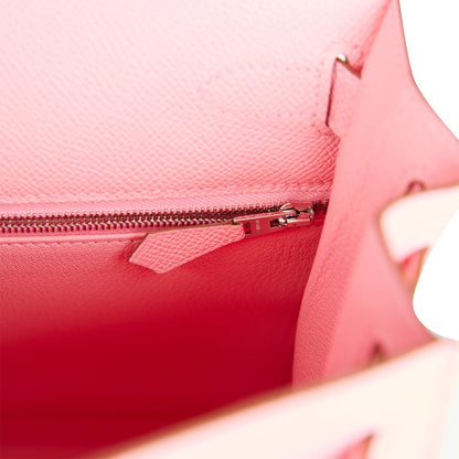 Hermes Kelly 28 Sellier Rose Confetti Epsom Palladium Hardware